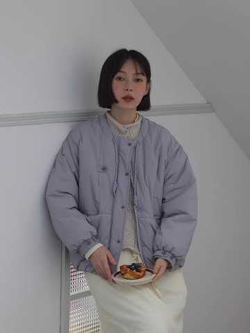 odd maker奶fufu的圓領小棉服微皺肌理感設計百搭保暖棉衣外套