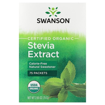 Swanson Vitamins, 認可有機甜葉菊提取物，75 包，2.65 盎司（75 克）