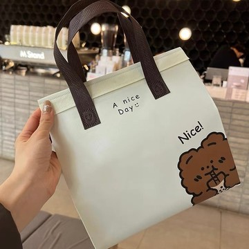 【台灣出貨】小熊保冰袋 飲料提袋 咖啡外送袋 保冷袋 一次性保溫袋 無紡布袋 咖啡袋 紅包包裝 蛋糕袋 保溫袋