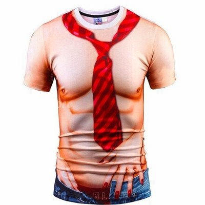 Tシャツメンズスウェットt Shirt男性ティシャツ 筋肉裸ネクタイカッコいい重ね風おもしろ3dプリント個性カットソーパーティ 通販 Lineポイント最大get Lineショッピング