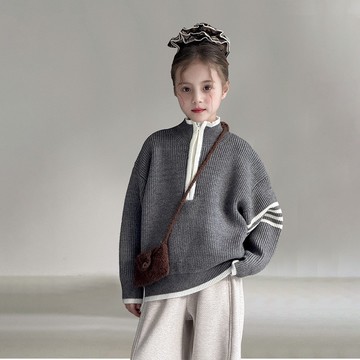 【小中大女童/親子裝】柔軟不扎保暖拉鍊毛衣