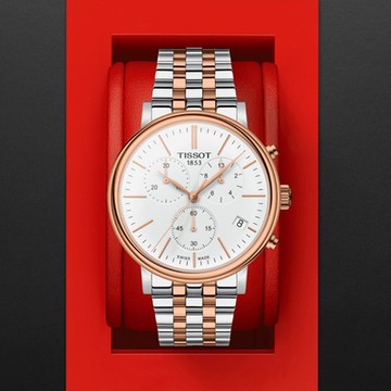 TISSOT天梭 官方授權 CARSON系列 經典三眼腕錶 新年禮物 推薦 送禮 41mm/T1224172201100