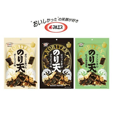 【江戶物語】MARUESU 海苔天婦羅餅 蒜味/黑胡椒/山葵醬油風味 70g NORITEN 丸S 下酒零食 日本進口