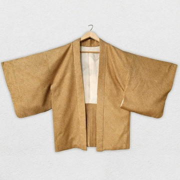 棕色真絲羽織外套　紮染　和服開襟衫　日本製造