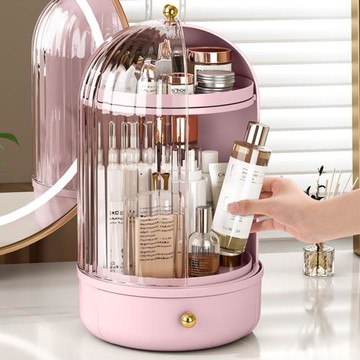 大號旋轉化妝刷收納盒鳥籠置物架子梳妝臺口紅防塵分格桌面化妝品