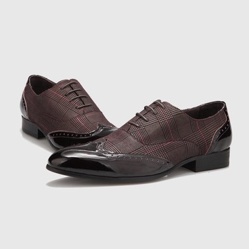 【斷碼撿漏】皮鞋男真皮英倫格紋磨砂皮尖頭商務正裝男款歐版男鞋