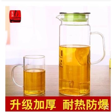 銘潤涼水壺加厚耐熱玻璃壺帶把果汁壺耐高溫防爆家用大容量冷水壺