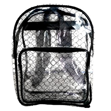 jiahon 無塵防靜電背包 透明PVC材質 時尚輕巧  黑色菱形網格  17吋  1入