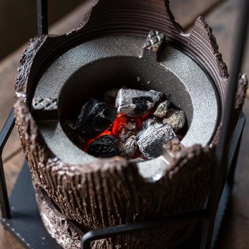 碌心  粗陶樹樁碳爐家用圍爐煮茶套裝復古提梁茶壺可炭燒酒精炭爐