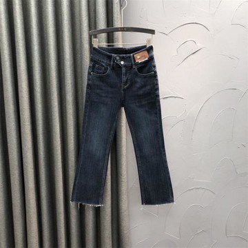 直筒牛仔褲女休閑2025年新款秋季新款時尚高腰顯瘦九分毛邊煙管褲