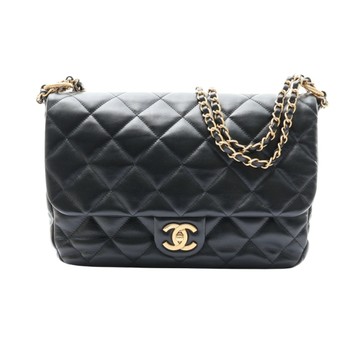 CHANEL 香奈兒 鍊條 肩背包 黑色 菱格紋羊皮 AS5087 金釦 【二手名牌BRAND OFF】