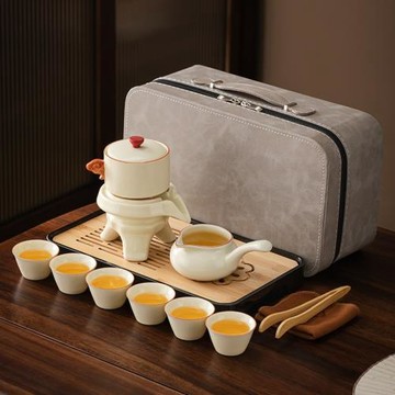黃汝整套高檔簡約懶人自動茶具套裝帶茶盤防燙手便攜式泡茶器定制