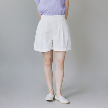 簡約水洗棉短褲 白F