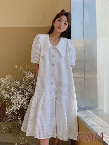 特大尺碼2-300斤胖MM 設計感洋裝女 夏季溫柔系復古穿法式初戀裙 夏日洋裝 過膝長洋 寬鬆洋裝 連身裙 韓版寬鬆長洋