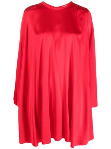Forte Forte - crew-neck pleated minidress - women - Silk/Elastane - II - Red