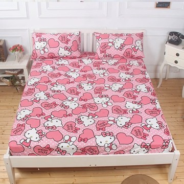 LoveCity 寢城之戀 台灣製 三麗鷗正版授權 混紡棉 床包枕套組(3.5尺)  1入  粉紅  床包X1+薄枕套X2  單人