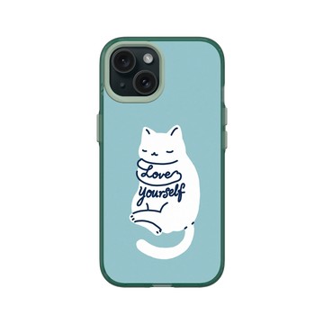 iPhone 15 Clear 憂墨綠 - ilovedoodle (Lim Heng Swee) - Mindful Cat - Love Yourself