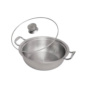 御鼎 316不鏽鋼俏耳湯鍋 附蓋 鍋身10.8公分 耐熱玻璃透明蓋 適用瓦斯爐 電磁爐 電爐 鹵素爐  30cm  單色  1組