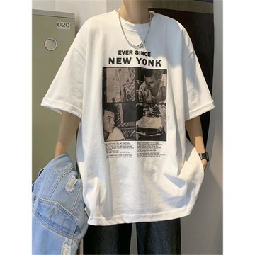 歐美高街短袖男夏季潮牌復古t恤男美式300g重磅半袖潮流寬松衣服