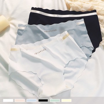 【冰絲涼爽】波紋緞帶 輕薄彈力包臀中低腰無痕內褲 2406