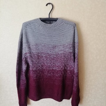 男士羊毛手工針織毛衣灰櫻桃色條紋美利奴毛衣保暖輕柔