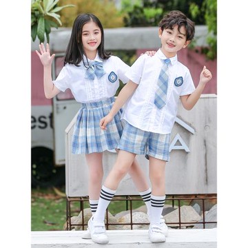 小學生格子校服夏裝套裝幼兒園園服兒童學院風襯衫裙子班服促銷潮