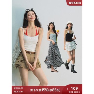 RECOIN R1C帶胸墊外穿掛脖辣妹吊帶背心兩件套2025新款夏季小上衣