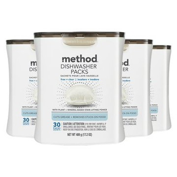 Method美則 潔淨三效聰明洗碗球-無香料30顆x4