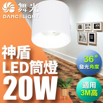 DanceLight舞光 20W 神盾筒燈 光束角36度 壓鑄鋁散熱快 全電壓 一體成形 時尚白/貴族黑(白光/黃光/自然光)