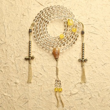 【無暇】天然白水晶佛珠108顆原礦蜜蠟手鏈瑪瑙手串男西藏念珠女