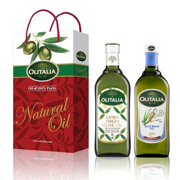 免運 olitalia 奧利塔 特級初榨橄欖油1000ml+玄米油1000ml禮盒組