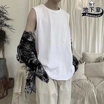 韓版素面大尺碼5XL寬鬆健身運動籃球坎肩馬無袖上衣【NL622098】