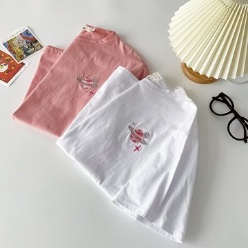 短袖正肩t恤女薄款夏學生百搭純棉女裝新款設計感小眾上衣服ins潮