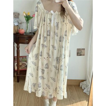 大碼睡裙女夏天薄款涼感冰絲胖女孩200斤大碼可愛卡通學生睡衣裙