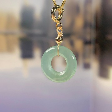 【願‧平安】冰種翡翠平安扣吊飾 14k包金 | 天然A貨翡翠 | 送禮