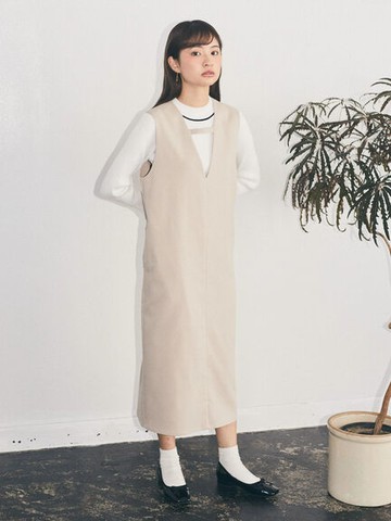 I-LINE直筒剪裁V領背心洋裝(1N31L0H0140) - earth music&ecology