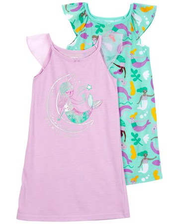 Toddler 2-Pack Purple Mermaid Nightgown Set