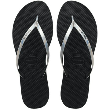 havaianas 哈瓦士 巴西人字拖 女款  You metalic 黑底雷射銀帶 涼鞋 拖鞋 夾腳拖 海灘鞋＊夏日微風＊