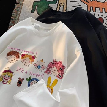 免運 大碼女裝 韓系 寬鬆大學t長袖 oversize 中大尺碼 長t shirt 長袖 打底衫衣服 棉t 3601