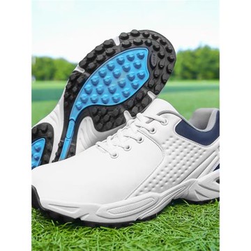 皮面無釘高爾夫球鞋防滑防水舒適透氣休閑男子戶外訓練運動皮鞋子