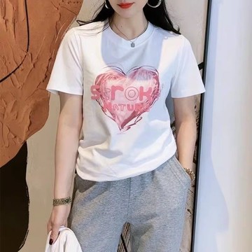 衣時尚 上衣 短袖T卹 印花T卹 T恤衫S-3XL中大尺碼 新款遮肚圓領短袖運動ins小香風T卹上衣-5039.