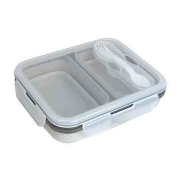 橘之屋 可伸縮矽膠分隔保鮮盒，附帶餐具/湯匙收納盒，上蓋環扣設計，密封效果，可微波/洗碗機/烘碗機  P-105  1個