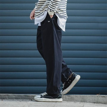 純棉 美式復古Easypants卡其休閒褲  男生秋季彈力工裝褲 不起球 直筒日系滑板束腳長褲 8L10