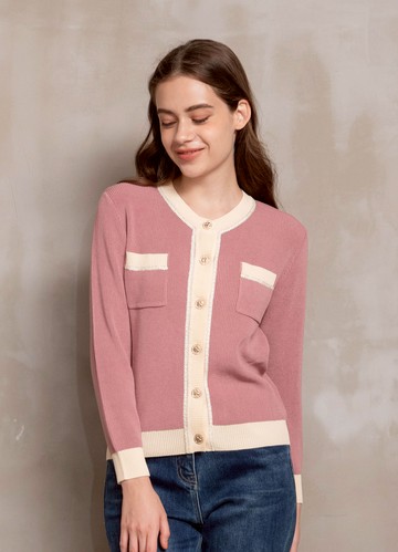 精緻法式配色織紋兩穿式針織衫