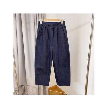 秋冬新款高腰顯瘦大碼哈倫牛仔褲女胖妹妹松緊腰直筒九分蘿卜褲