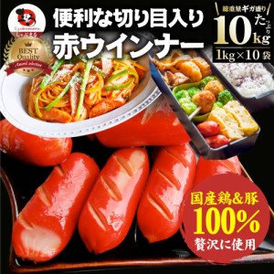 ウインナー 赤ウインナー 10kg(1kg×10) 国産100％肉使用 タコさんウインナー 豚 焼肉セット 朝食 焼くだけ お弁当 弁当 アウトドア お家