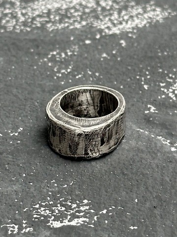 手工純銀網格空心戒指