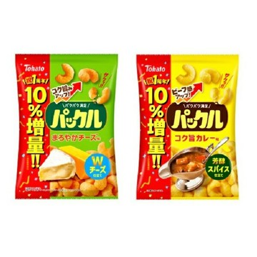 (短效特價)【江戶物語】Tohato 東鳩 Packle 玉米脆餅 10%增量 香醇起司/濃郁咖哩風味 月亮脆果 乖乖 日本原裝進口