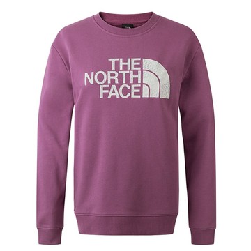 The North Face 女 Logo 經典吸濕透氣棉質長袖圓領T恤.休閒套頭衫.運動上衣/3D TNF品牌標識/8ASU-1NI 紫色