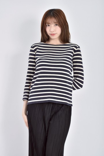 加購優惠(M) muji棉質純棉條紋藍色長袖上衣